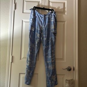 Da-Nang Blue camo silk cargo pants